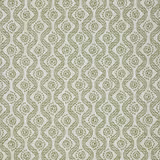 Pale ivory textile with muted kaki olive looping geometric rows and woven texture