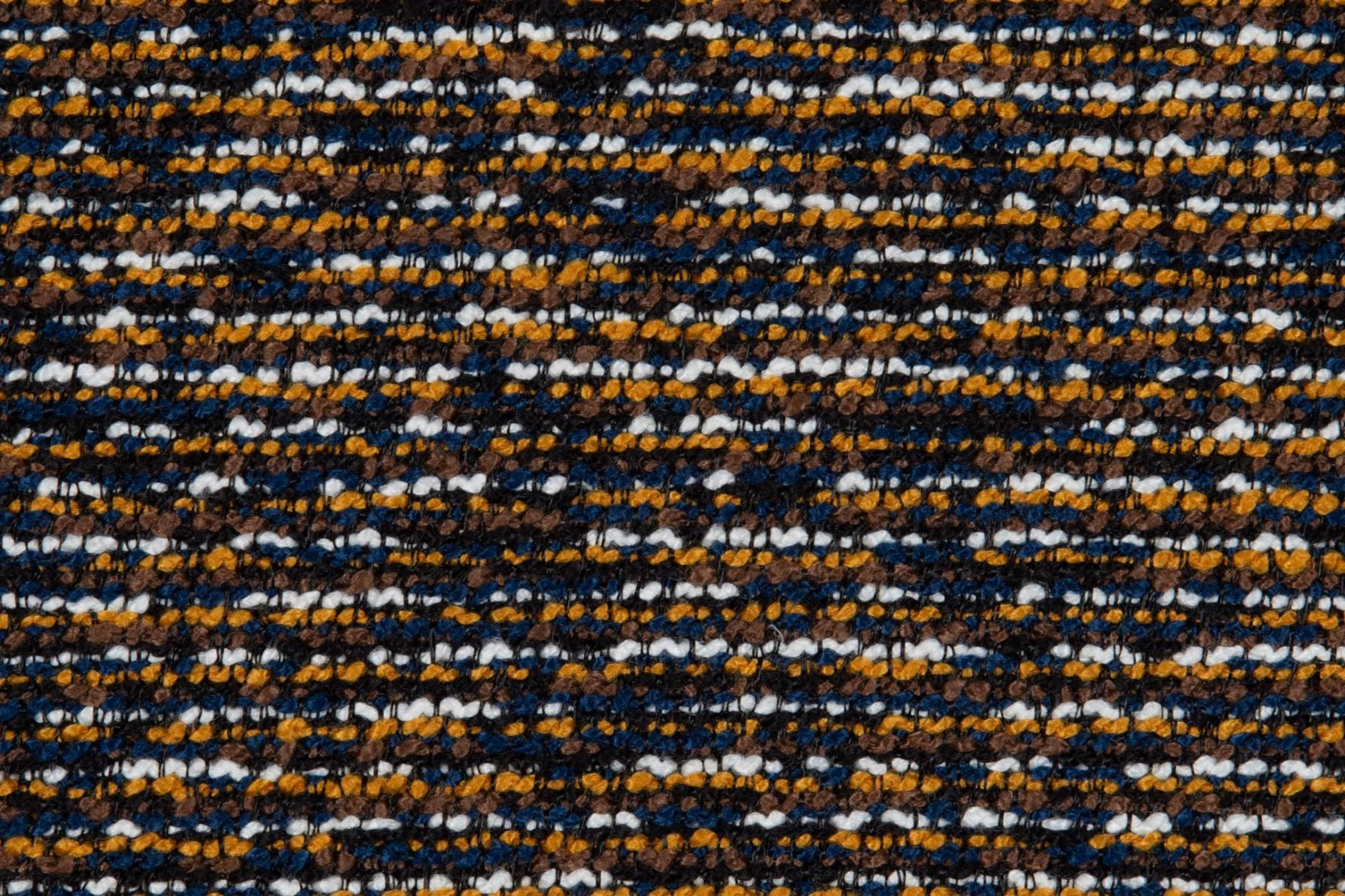 Navy and black nubby weave with irregular ochre and cream horizontal flecks