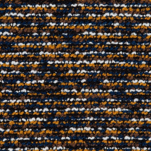 Navy and black nubby weave with irregular ochre and cream horizontal flecks