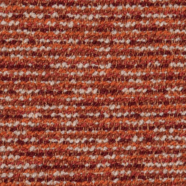 Paprika-red Sorgho fabric with nubby horizontal weave and pale flecked threads