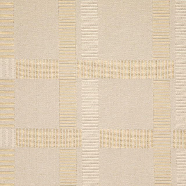 Naturel beige woven fabric with cream and pale-gold stepped grid stripes