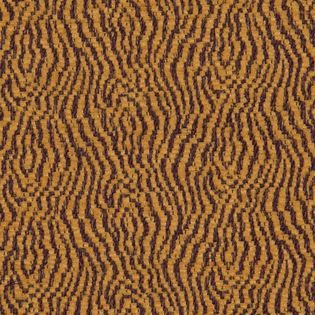 Curry-gold woven textile with dark brown irregular meandering lines and tactile texture