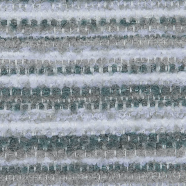 Misty blue-grey and sage textured horizontal stripe weave with pale raised bands