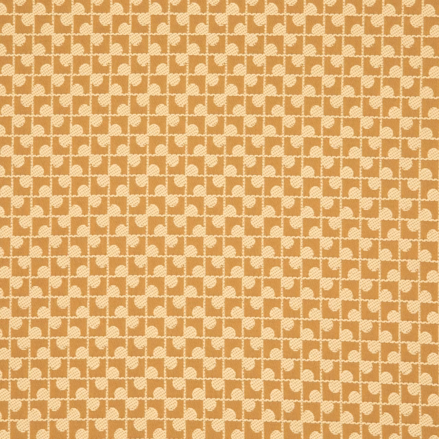 Warm camel textile with a small cream interlocking geometric weave in close detail