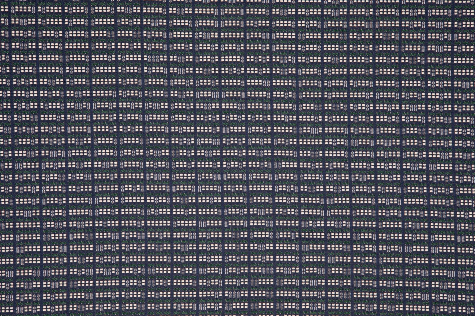 Dark forest-green grid weave with pale grey-lilac dashes and charcoal lines
