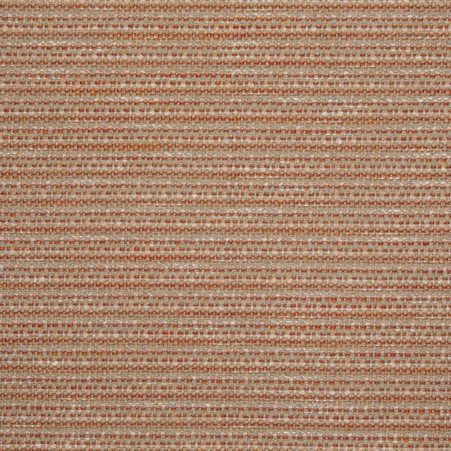 Paprika terracotta woven fabric with fine beige and taupe horizontal texture