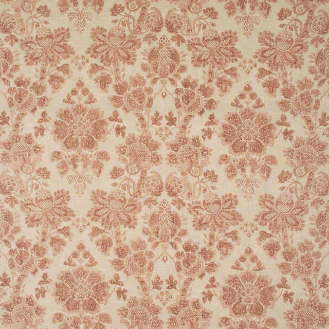 Cream fabric with dusty rhubarb floral, paisley and botanical print