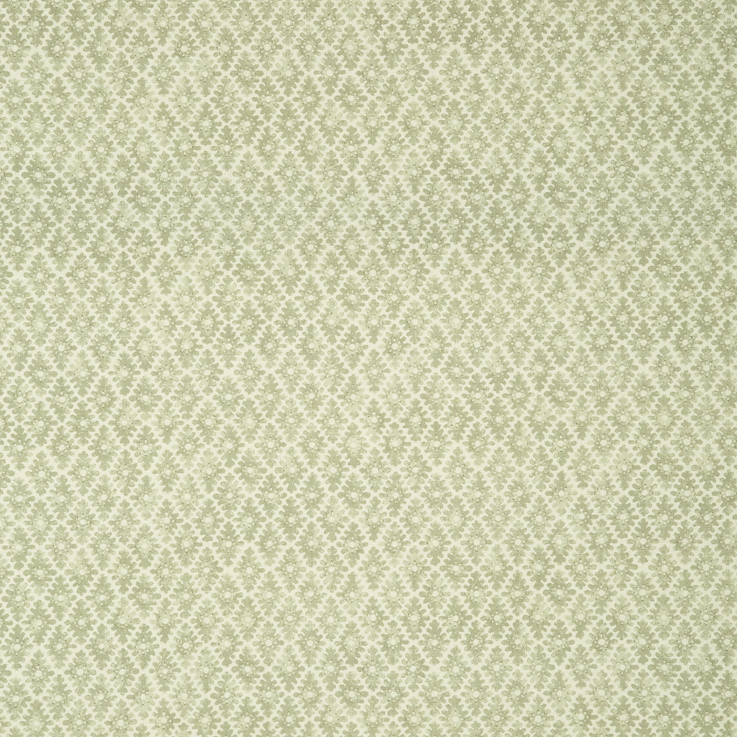 Pale sage linen with a small trellis of softly dotted floral motifs