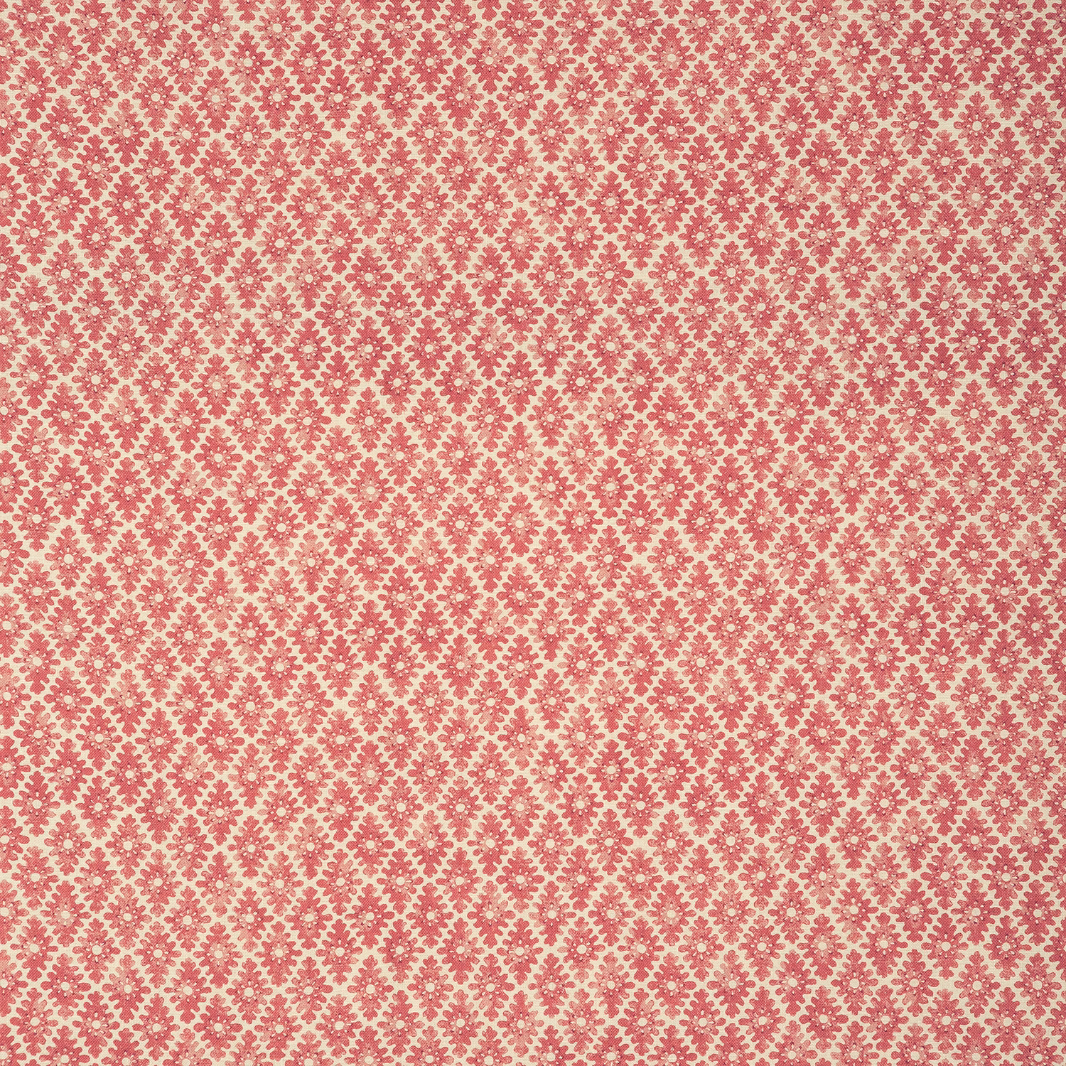Faded rose pink linen with a small red trellis and dot pattern