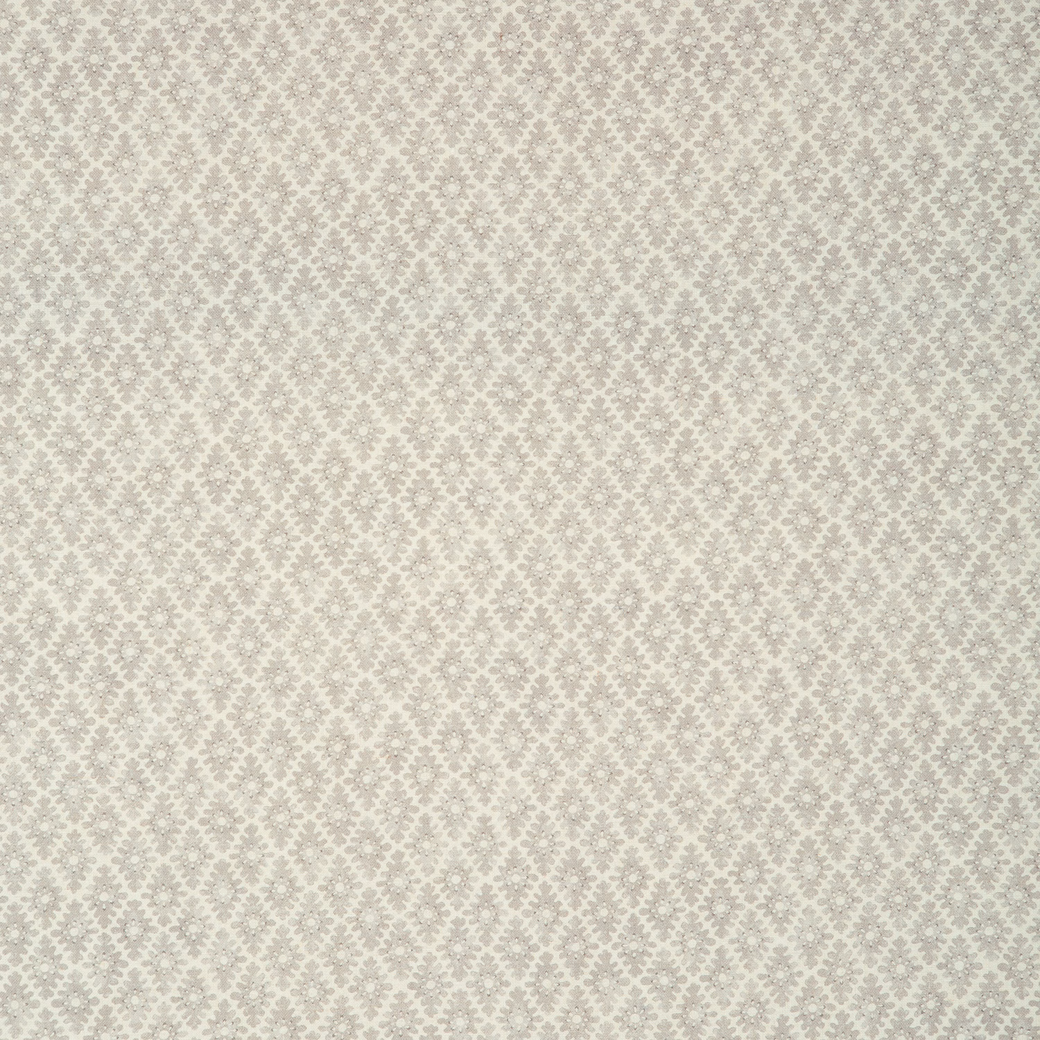 Pale soft-grey textile with a tiny repeating ivory-grey floral diamond motif