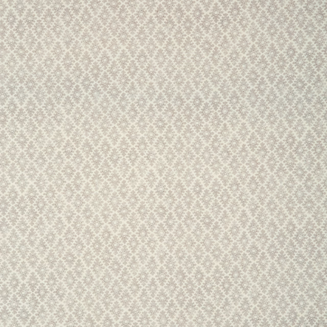 Pale soft-grey textile with a tiny repeating ivory-grey floral diamond motif