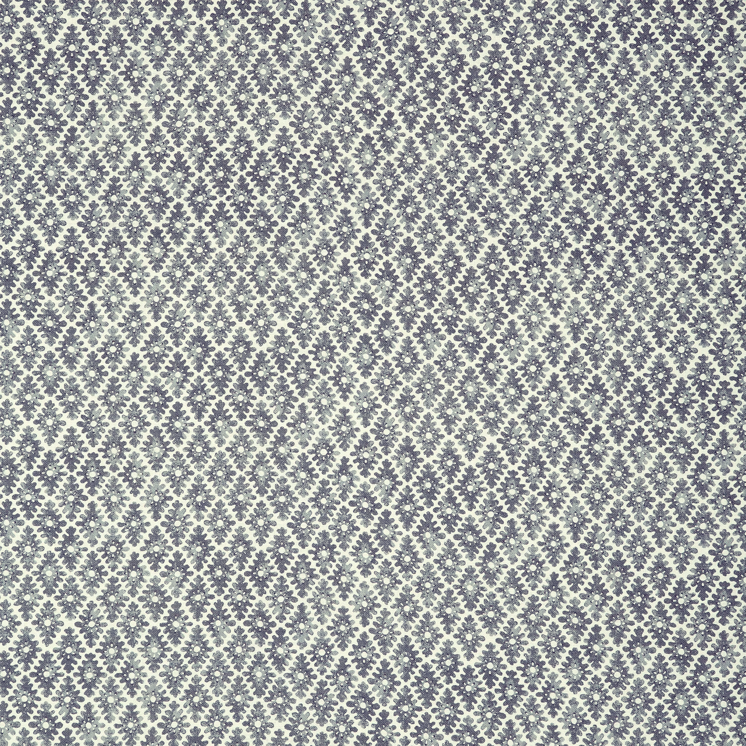 Cool steel-blue sprigs in a dense diamond repeat on a pale aqua-grey ground