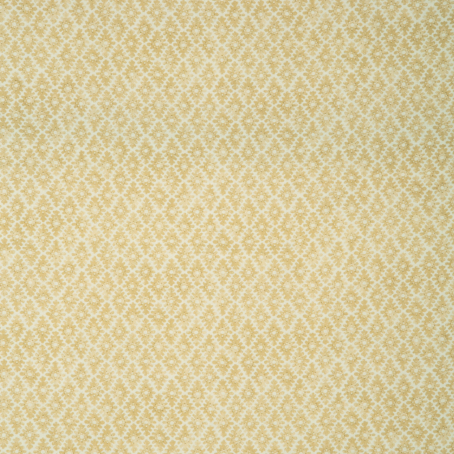Pale maize-gold linen with a small repeating trellis and floral dot pattern