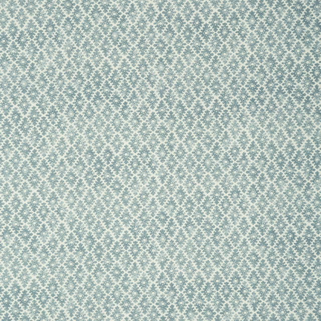 Pale sea-green linen with a tiny floral trellis pattern on a light ground