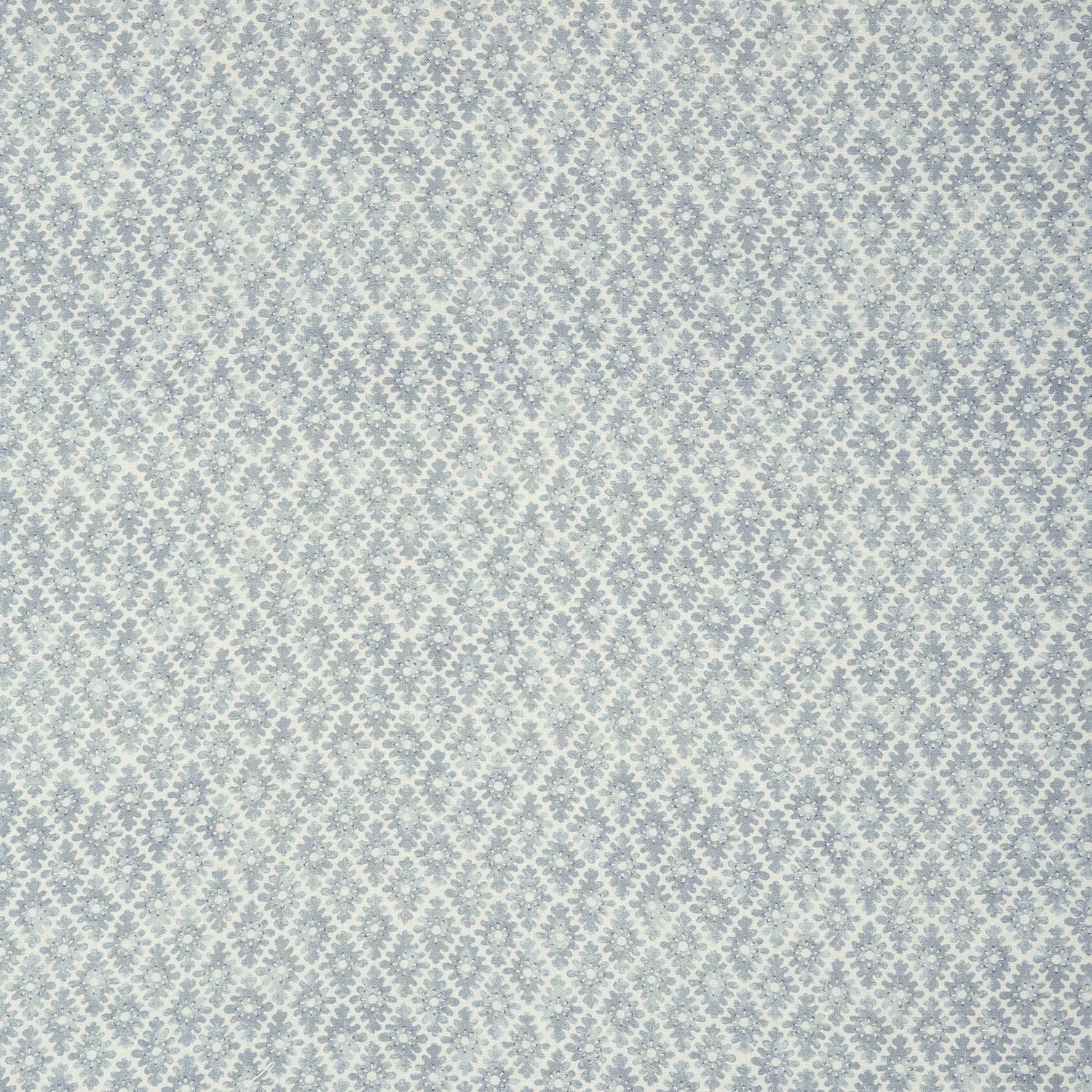 Pale blue-grey linen with a dense small trellis and floral dot motif