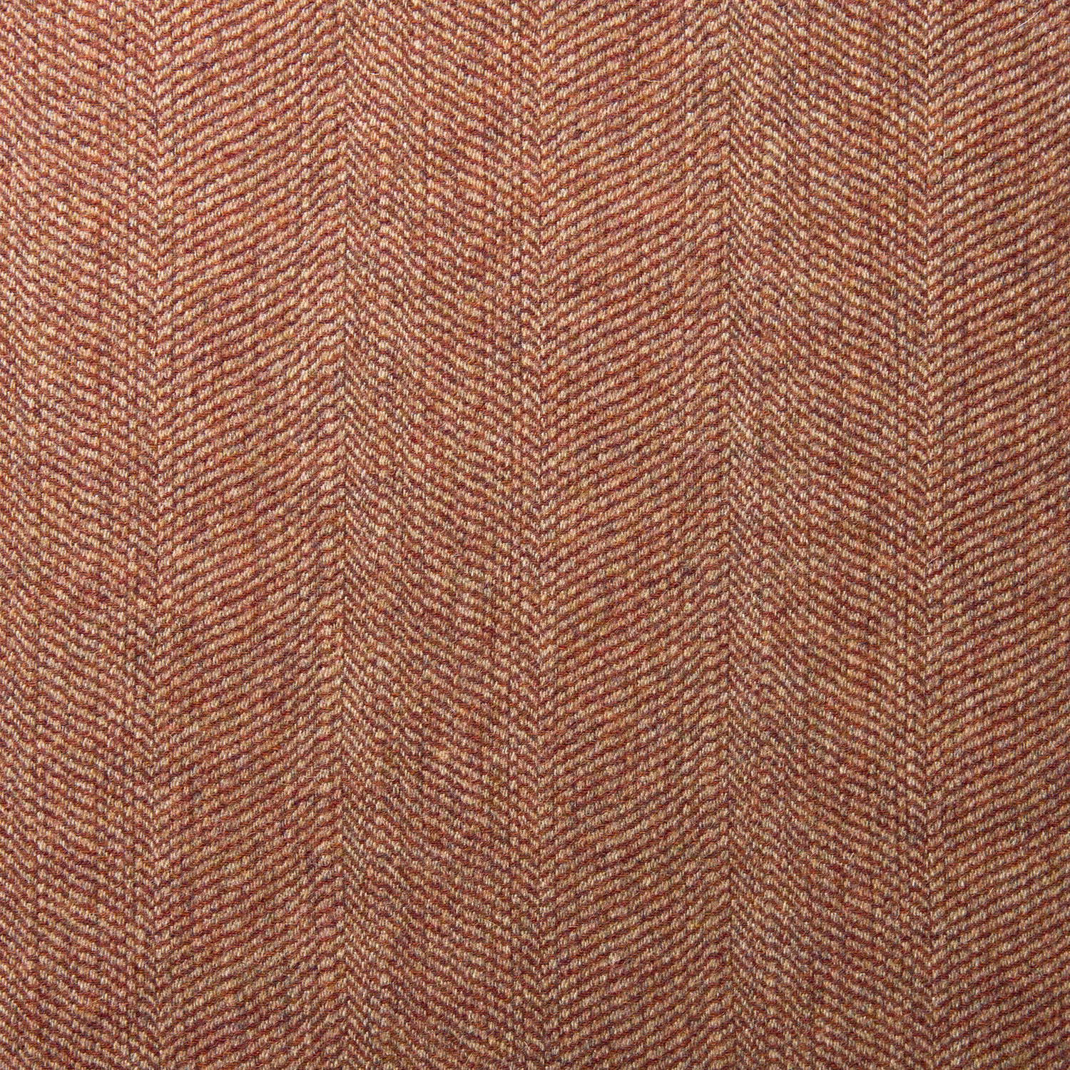Warm brick-red wool with russet depth and fine pale herringbone texture
