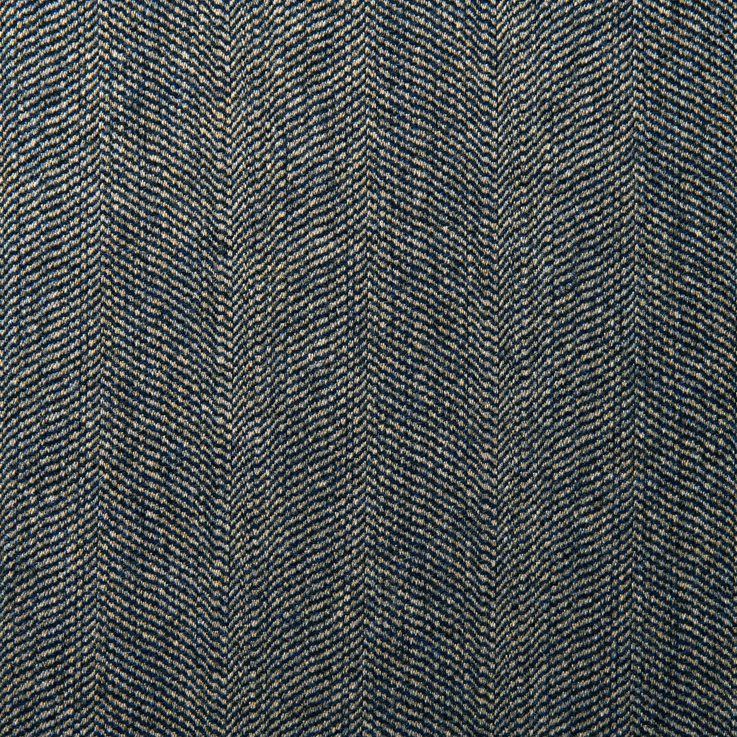 Close-up of dark indigo and lilac wool in a fine herringbone weave