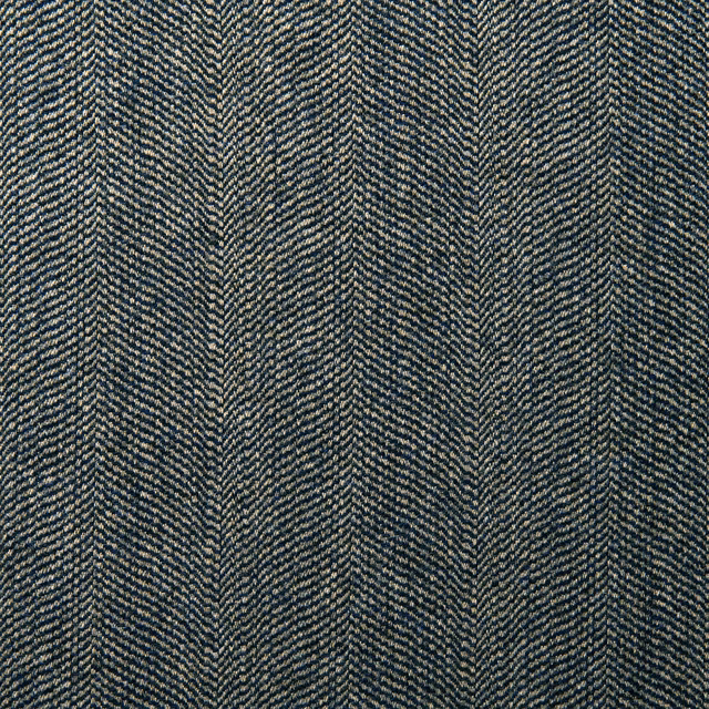 Close-up of dark indigo and lilac wool in a fine herringbone weave