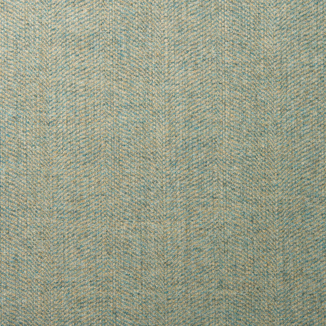 Close-up of muted aqua-teal wool herringbone weave with sandy beige flecks