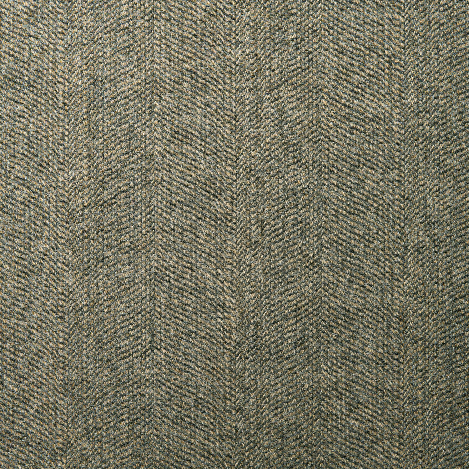 Close-up of Foss Smoke wool with muted grey, taupe and olive herringbone weave