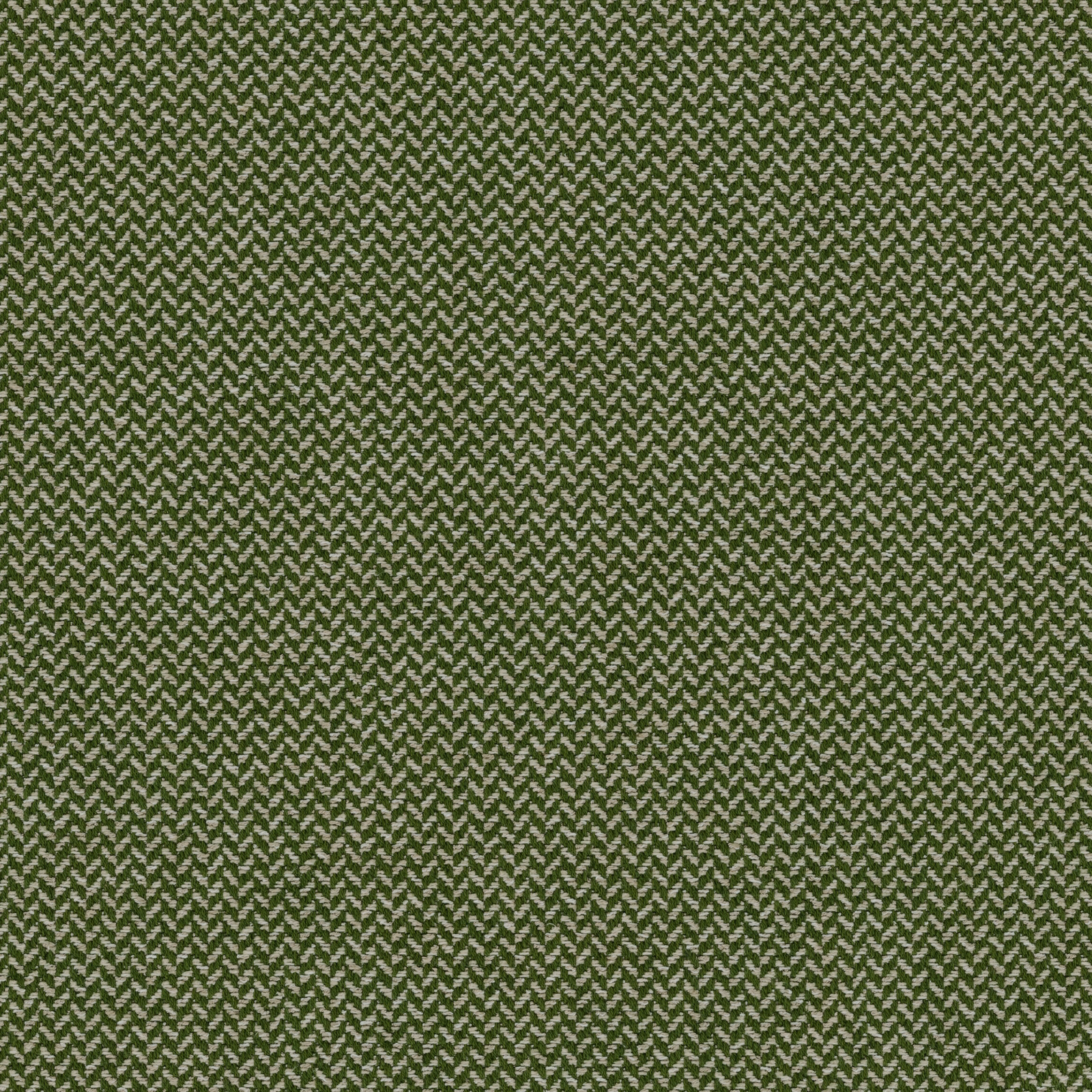 Green herringbone fabric swatch with fine cream zigzag weave