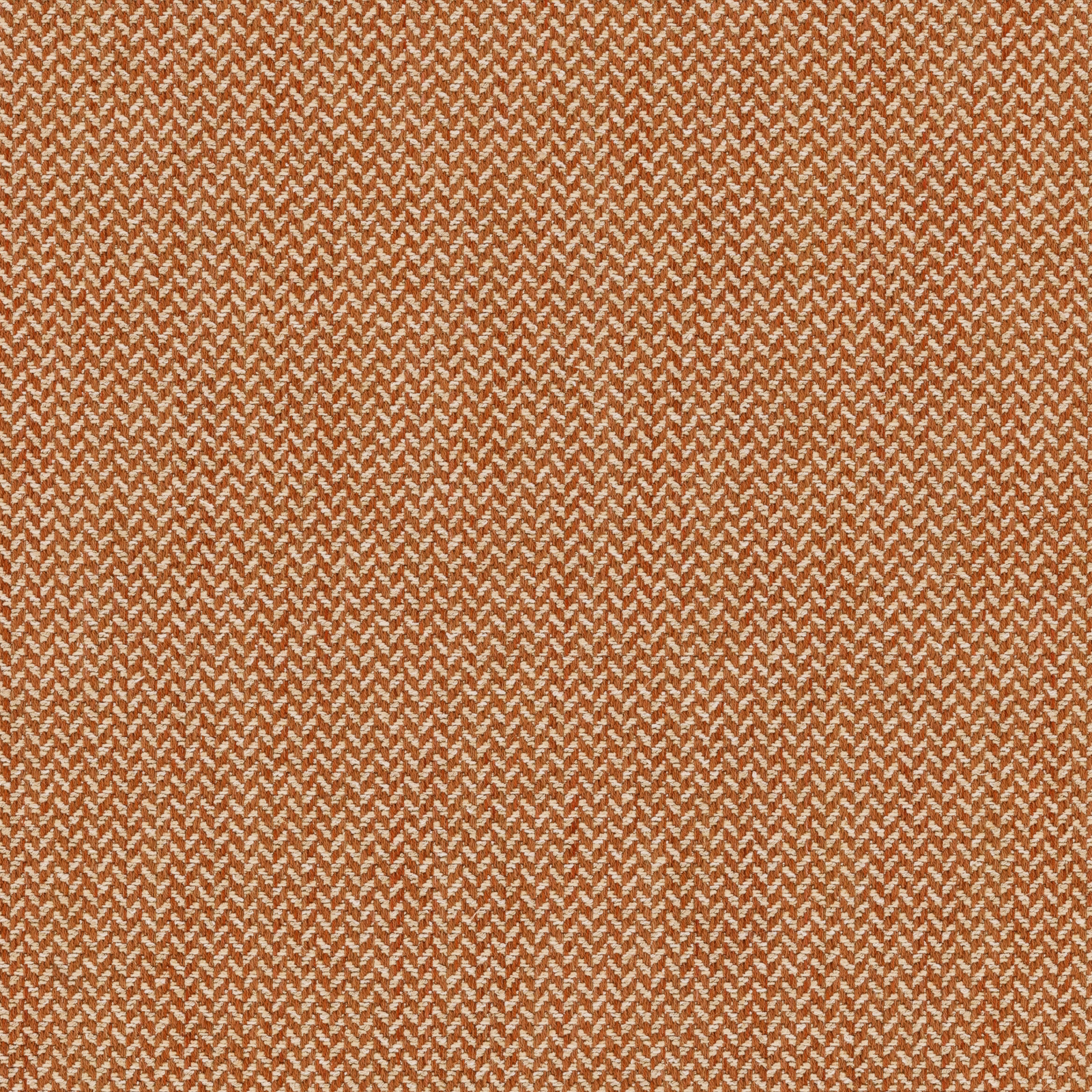 Close-up of warm terracotta herringbone upholstery fabric with pale woven flecks