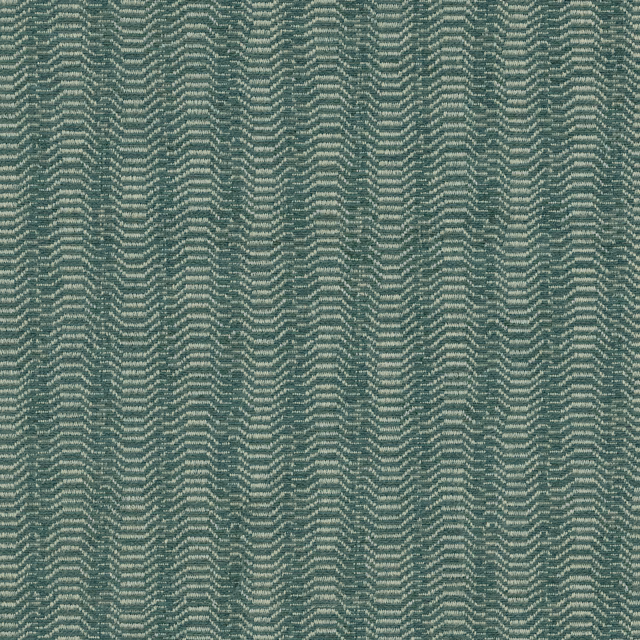 Close-up of a muted sea green woven fabric with chevron texture