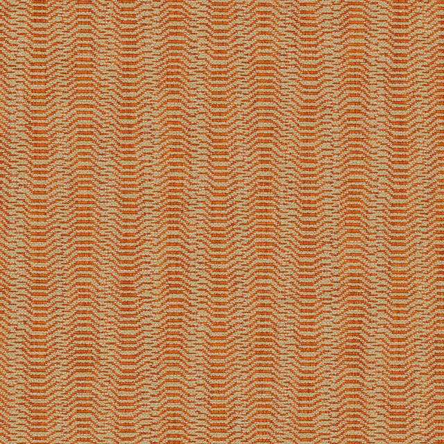 Orange and cream woven chevron upholstery fabric with a textured finish