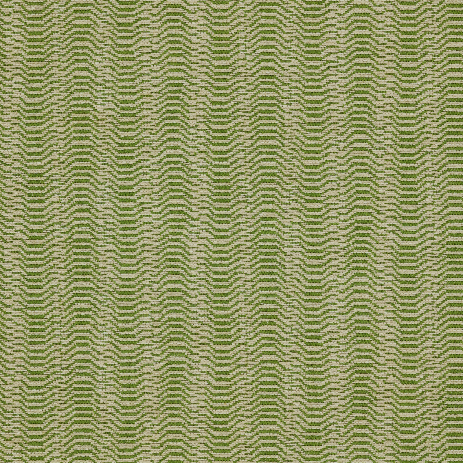 Fresh pear-green zigzag woven upholstery fabric with pale neutral ground