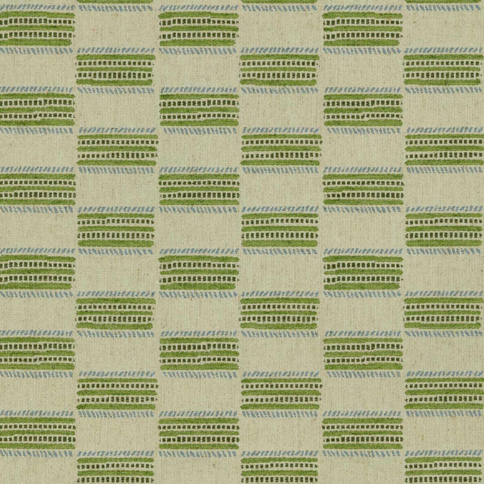 Pale pistachio woven fabric with green horizontal geometric bands
