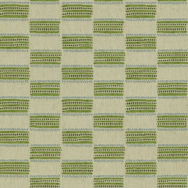 Pale pistachio woven fabric with green horizontal geometric bands
