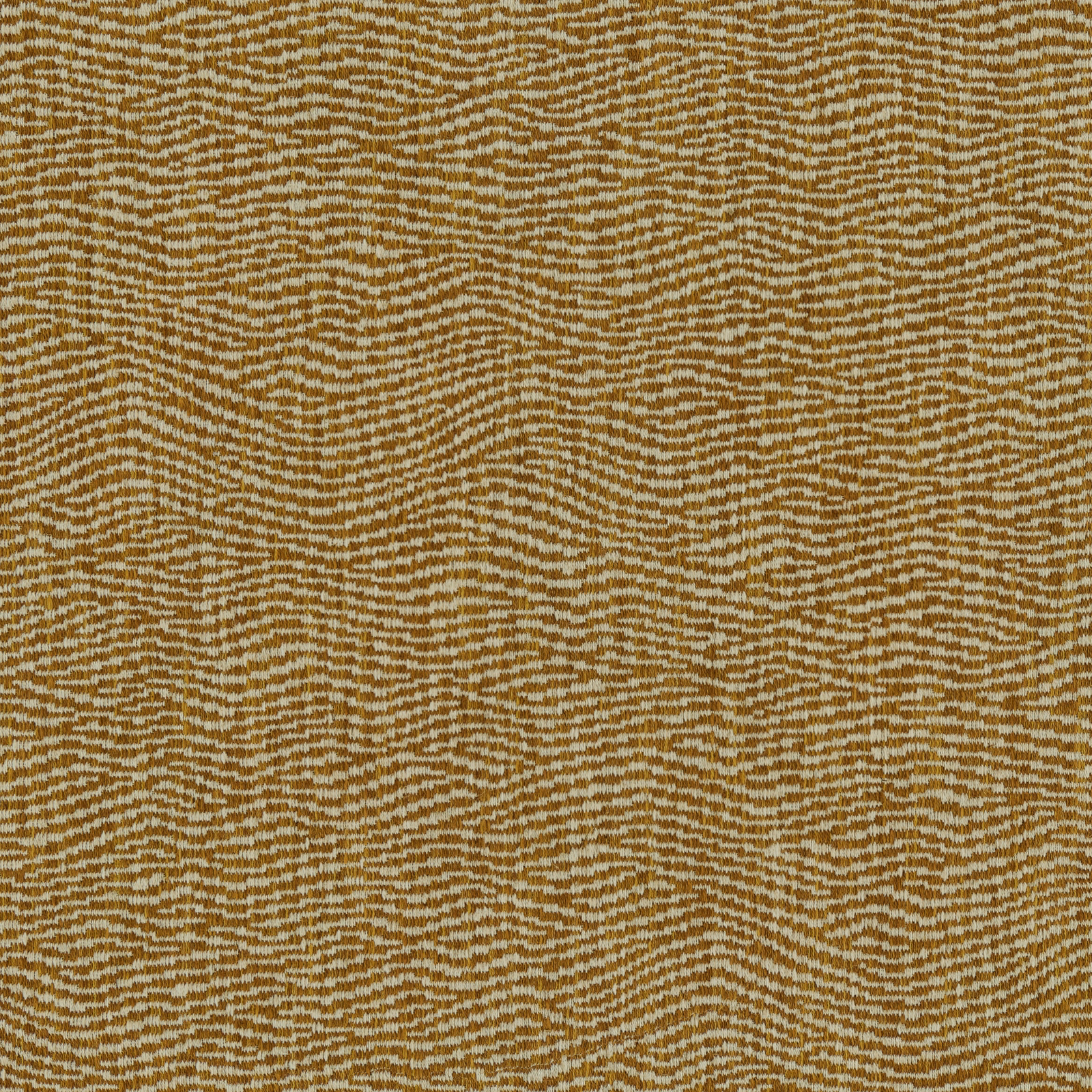 Wavy small-scale apricot and ochre woven upholstery fabric swatch