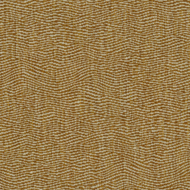 Wavy small-scale apricot and ochre woven upholstery fabric swatch