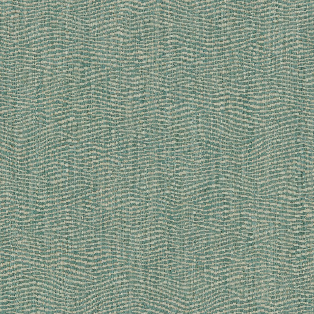 Seafoam teal textured fabric with fine wavy woven stripes