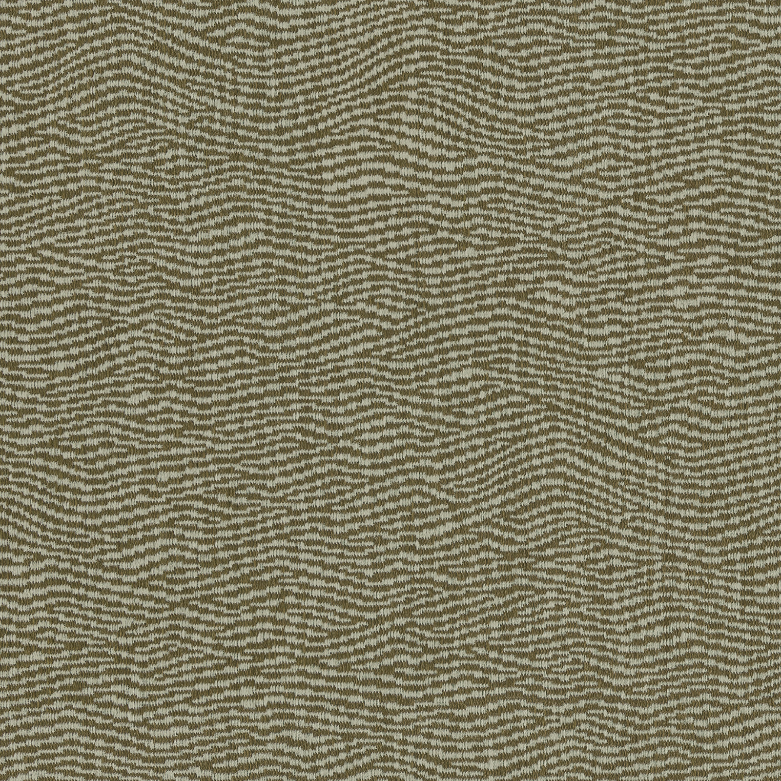 Olive-brown abstract woven fabric with fine horizontal ripples