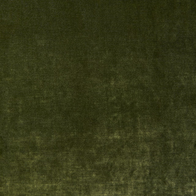 Close-up of deep olive green velvet with mottled, light-catching pile texture