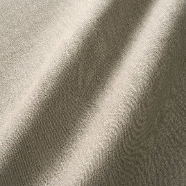 Soft greige plain linen with fine crosshatch weave and diagonal folded highlights
