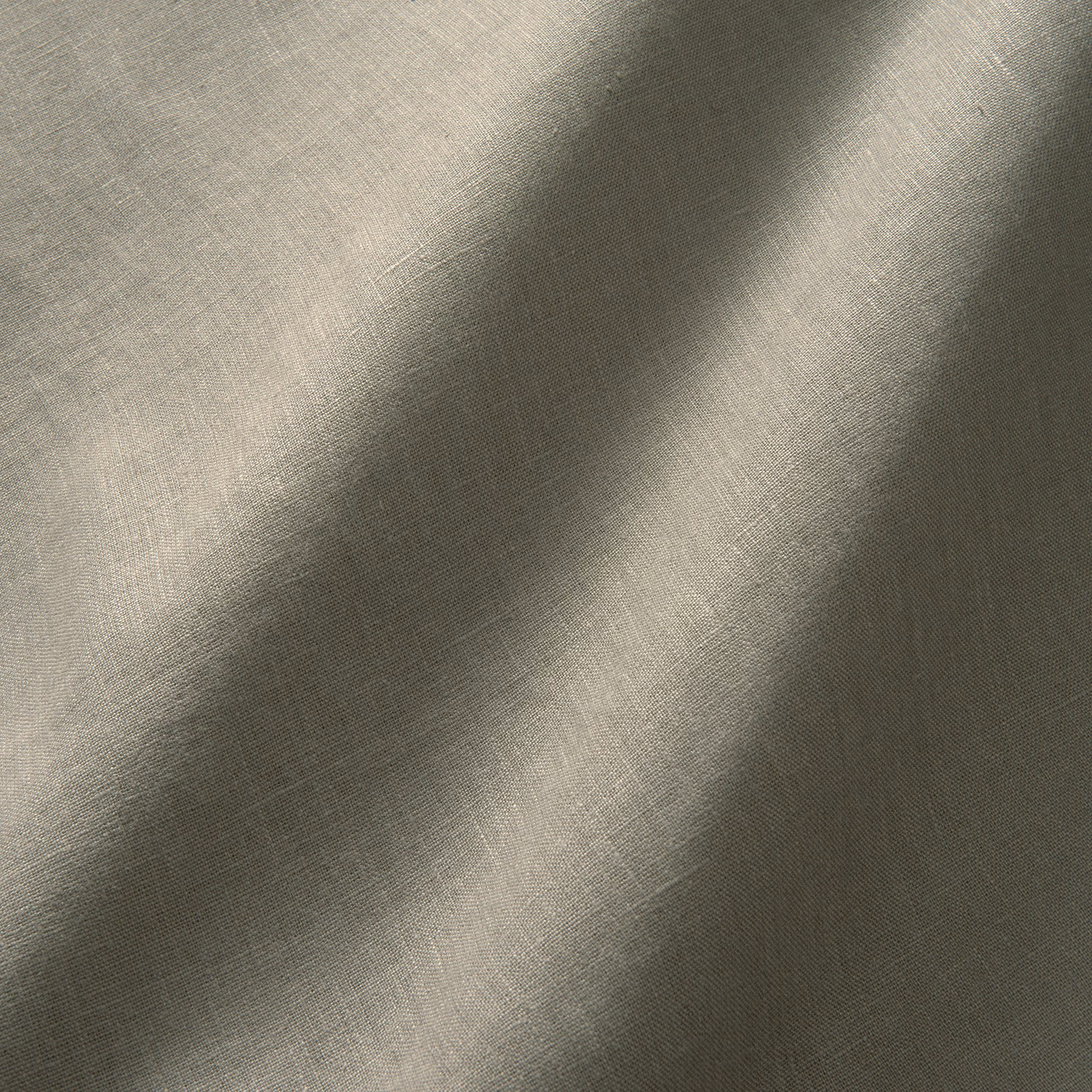 Deep hemp-grey linen with fine woven texture and softly shifting tonal bands