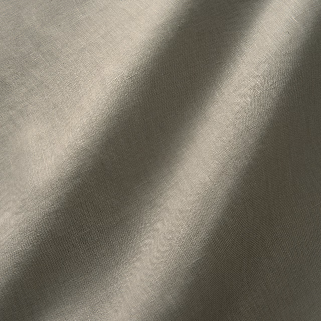 Deep hemp-grey linen with fine woven texture and softly shifting tonal bands