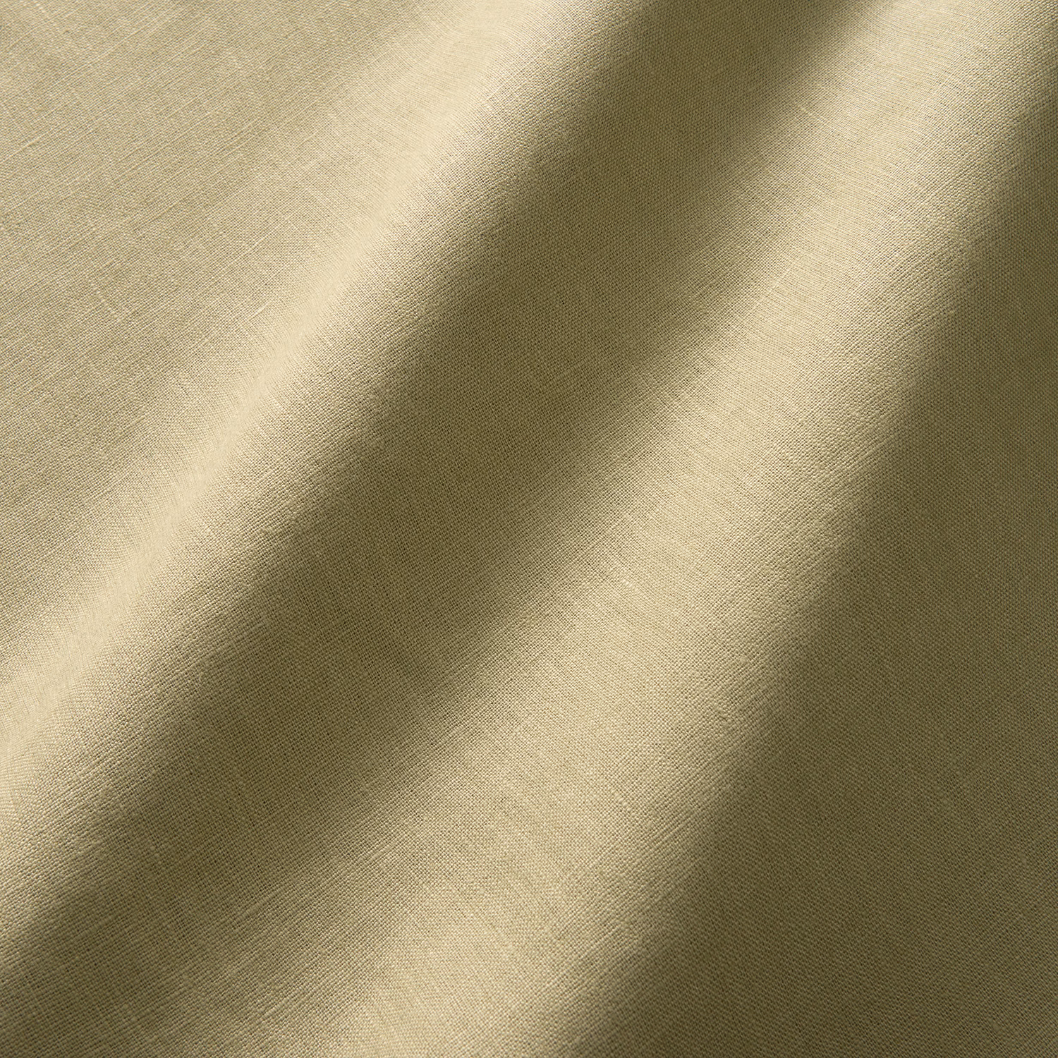 Muted oregano olive linen with fine crosshatch texture and folded light highlights