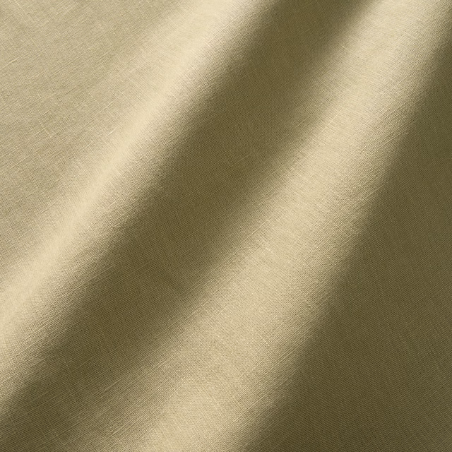 Muted oregano olive linen with fine crosshatch texture and folded light highlights