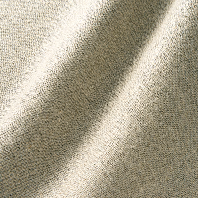 Muted olive-taupe sackcloth weave with bright diagonal folds and fine texture