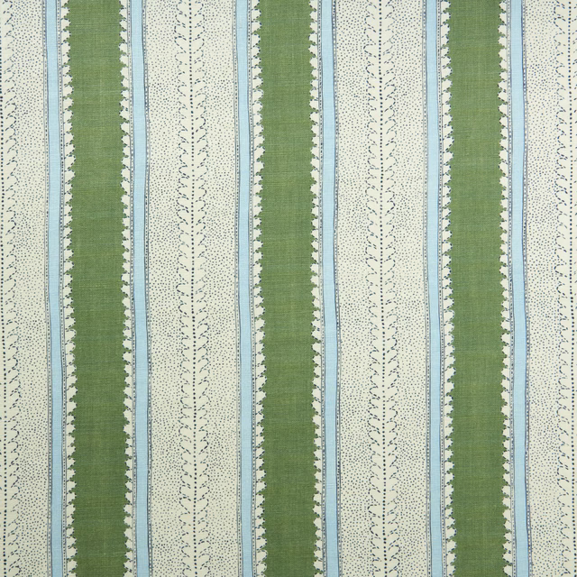 Sage green, pale aqua and ivory vertical stripes with fine dotted linen texture