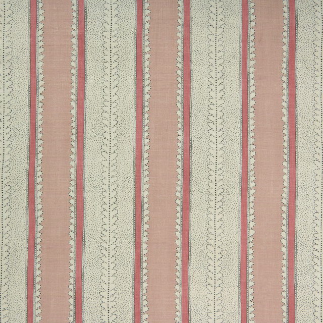 Dusty marshmallow pink and pale sage vertical stripe with dotted linen motifs