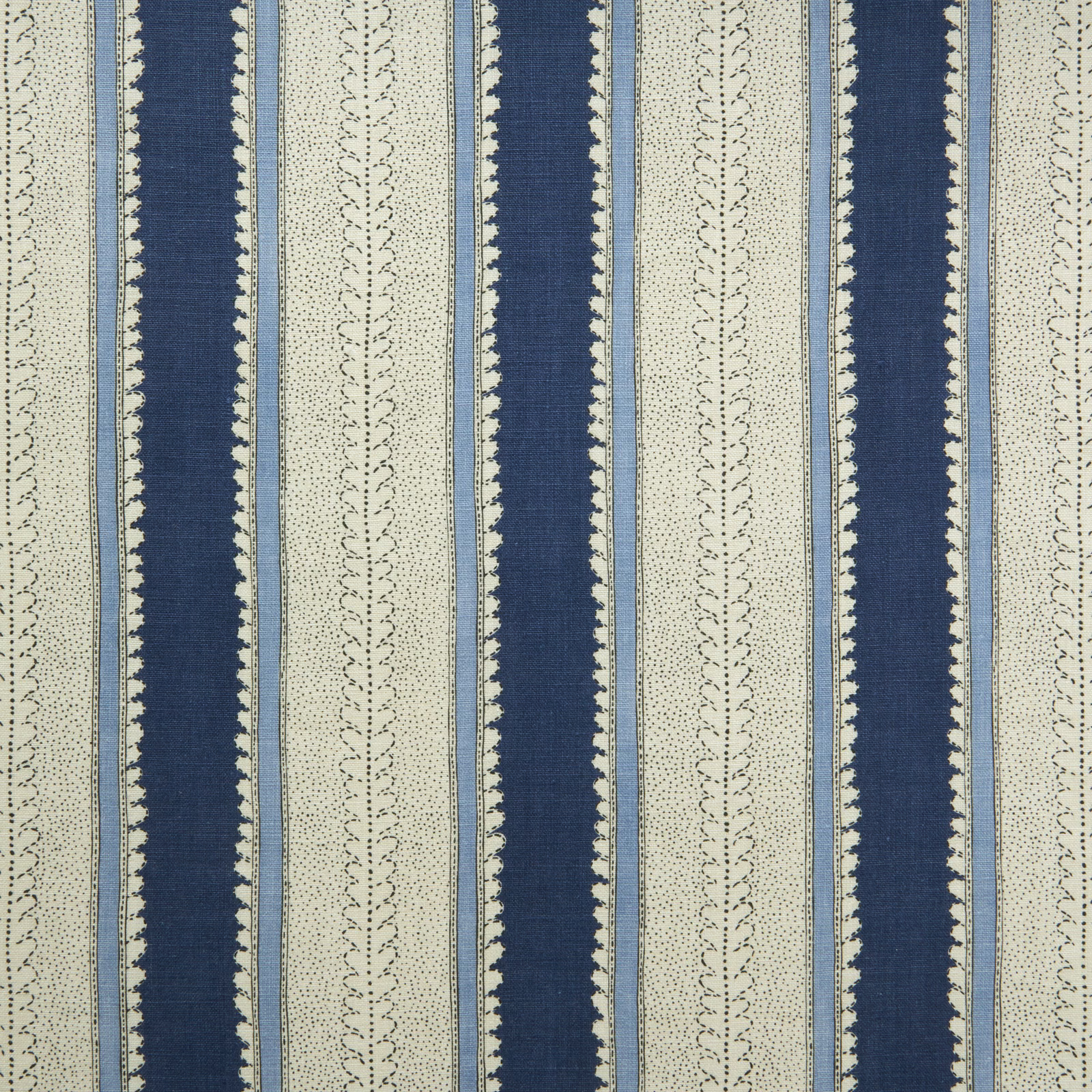 Ultramarine and pale blue linen with dotted vertical stripe detailing