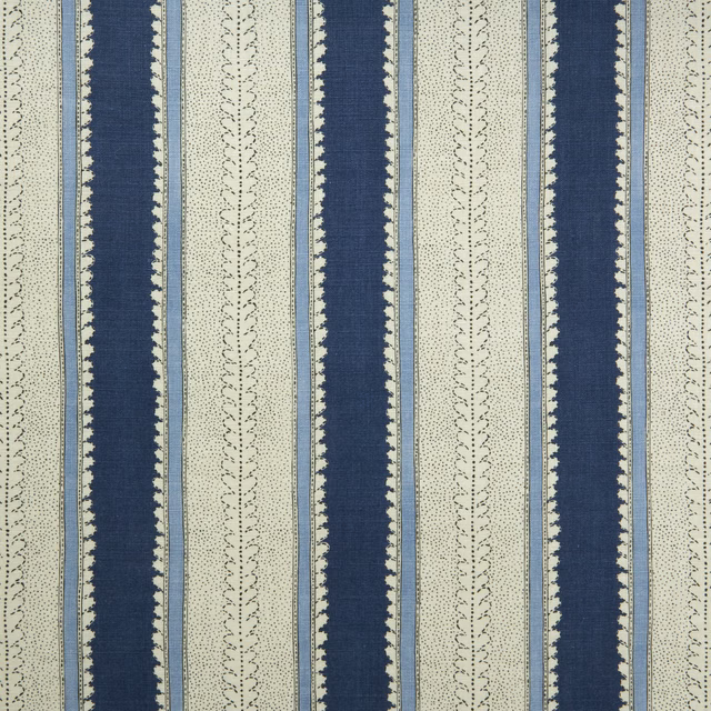 Ultramarine and pale blue linen with dotted vertical stripe detailing