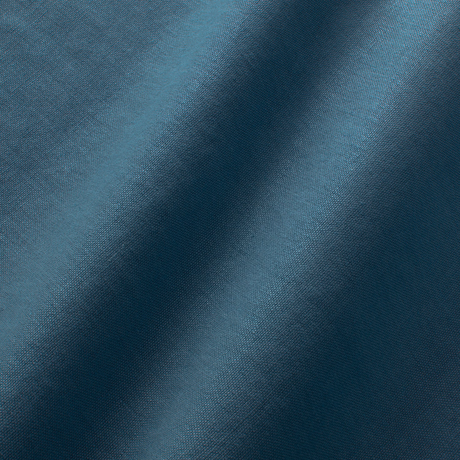 Deep teal-blue linen with a fine plain weave and softly shaded surface