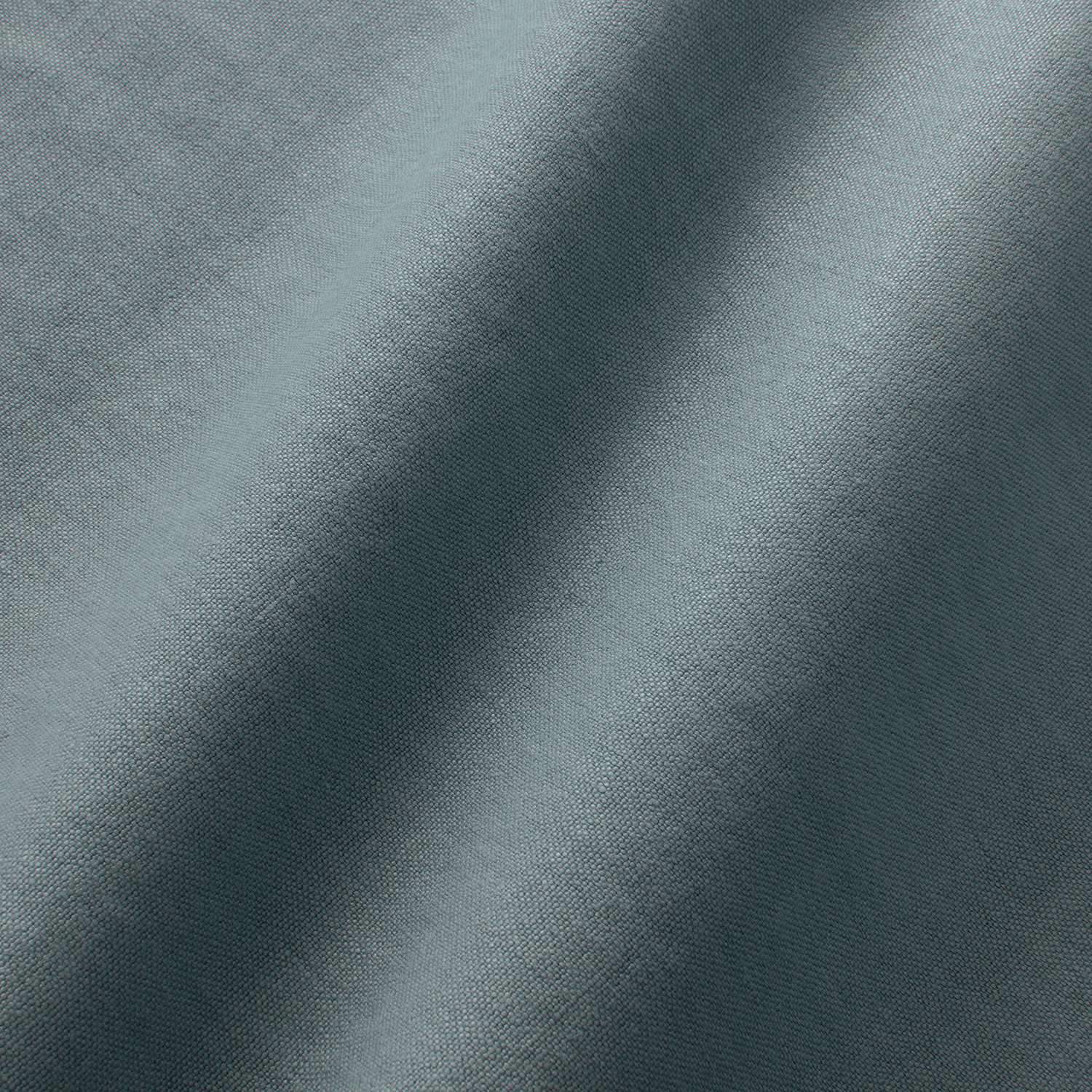 Muted mineral aqua linen plain weave with softly shadowed folds