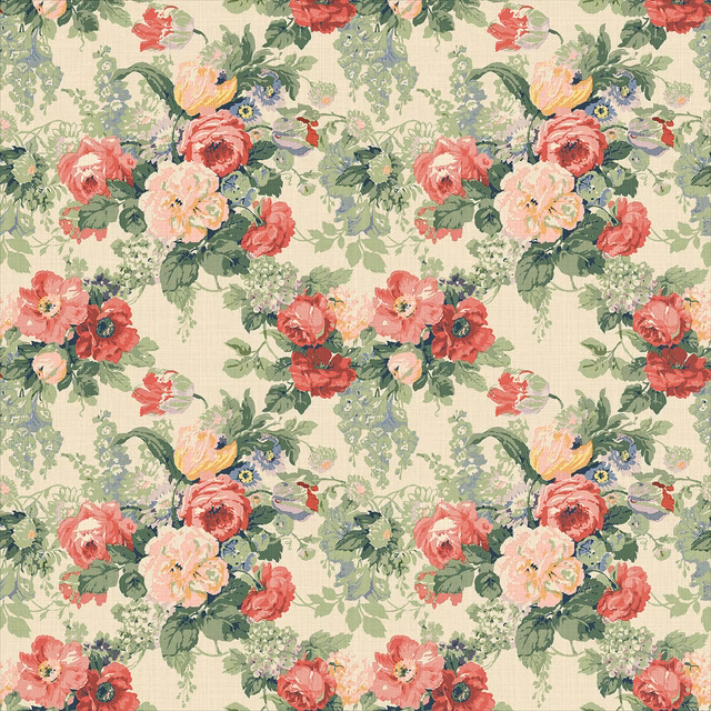 Sage linen floral with coral, peach and pink rose bouquets and leafy green foliage