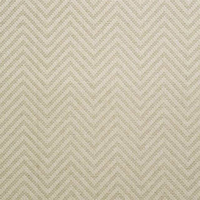 Close-up of biscuit and cream woven chevron fabric with tactile texture